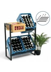 DanDiBo Getränkekistenregal 4 Kisten Schwarz Metall 82 cm Stehend , 69x82x32 cm , Küchen, Küchenmöbel