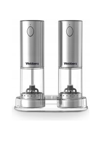 Webber Elektrisches Salz- und Pfeffermühlenset Wiederaufladbar USB 2-teilig Einstellbares Mahlen mit Licht, Pfeffermühle + Salzmühle