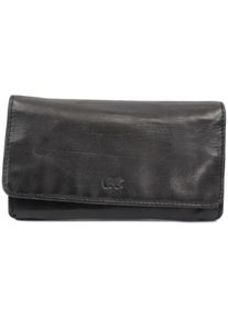 Bear Rock, Damen, Portemonnaie, Portafoglio in Pelle Lavata di Mucca, Schwarz