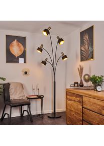 hofstein Lampadaire Pretoria Vieux laiton, Noir, 5 lumi&egrave;res