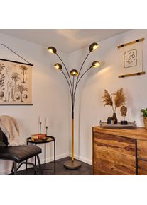 hofstein Lampadaire Siamado Bois fonc&eacute;, Nickel mat, 5 lumi&egrave;res