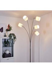 hofstein Lampadaire Alsen Nickel mat, 5 lumi&egrave;res, Abat-jour en tissu