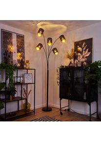 hofstein Lampadaire Tallaboa Noir, 5 lumi&egrave;res, Abat-jour en tissu