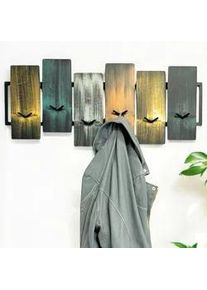 DanDiBo Wandgarderobe Schwarz Metall mit 12 Haken , 68x30x7 cm , Garderobe, Garderobenpaneele, Wandgarderobe