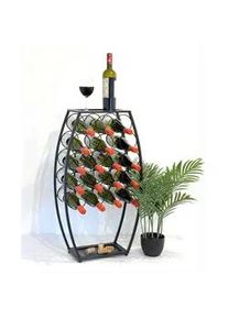 DanDiBo Weinregal Metall Schwarz Stehend 83 cm Weinfass , 46x83x20 cm , Weinregale