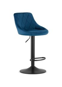 Leobert, Barhocker, Drehbarer Barhocker mit Höhenverstellung, Fussstütze, Samt in Marineblau