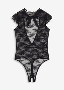 bonprix Otwarte body ze stringami, czarny, 36/38