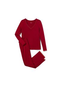 Tchibo - Piżama wykończona koronką - dla pań - rozmiar L 44/46 - kolor: czerwony