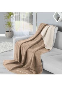 Schiesser Wohndecke »Kuscheldecke Klara in Wendeoptik - Baumwoll-Mix - warm und flauschig« Made in Green in grau, Größe B/L: 150 cm x 200 cm