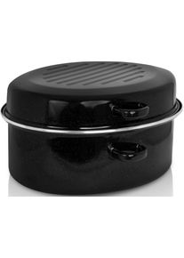 Krüger Krüger Bräter emailliertes Stahlblech in schwarz, Größe 10 l + Höhe 13,5 cm