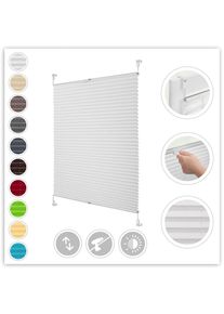 LICHTBLICK ORIGINAL , Plissee »Klemmfix« Lichtschutz ohne Bohren verspannt Faltenstore , weiß + weiß , Obermaterial: 100% Polyester , 130 cm