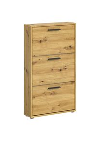 CARRYHOME Schuhkipper, Eiche Artisan, Kunststoff, 59x103x17 cm, Typenauswahl, stehend, Holzm&ouml;bel, Garderobe Holz, Schuhkipper Holz