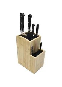 Relaxdays Messerblock , Hellbraun , Holz, Kunststoff , Bambus , 11.5x25.5x18 cm , Küchenmesser, Messerblöcke