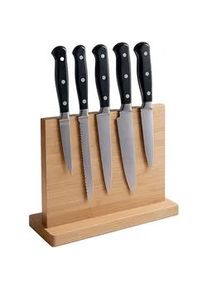 Relaxdays Messerblock , Holz, Metall , Bambus , 30x22x10 cm , Küchenmesser, Messerblöcke