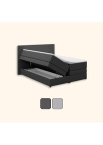 EMMA Premium Stauraum Boxspringbett 200x200 - dunkelgrau - Kopfteil gesteppt