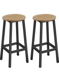 vidaXL, Barhocker, Runde Barhocker, 2er-Set – 65 cm Hoher Küchenstuhl mit Fussstütze