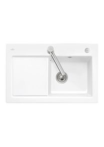 Villeroy & Boch Villeroy und Boch Subway Flächenbündige Spüle 67142FR1 Becken rechts, mit Ablaufgarnitur und Exzenterbetätigung, weiß