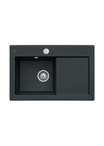 Villeroy & Boch Villeroy und Boch Subway Flächenbündige Spüle 67722FS5 Becken links, mit Ablaufgarnitur und Exzenterbetätigung, Ebony