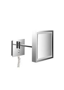 Emco Pure LED-Rasier-/Kosmetikspiegel 109406010 203 mm, eckig, Vergr&ouml;&szlig;erung 3-fach, chrom