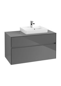Villeroy & Boch Villeroy & Boch Collaro Waschtischunterschrank C01500FP 100x54,8x50cm, Waschtisch rechts, Glossy Grey