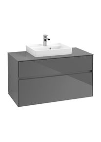 Villeroy & Boch Villeroy & Boch Collaro Waschtischunterschrank C01600FP 100x54,8x50cm, Waschtisch mittig, Glossy Grey