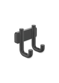 HEWI Serie 480 Doppelhaken 480.90.00160DC pulverbeschichtet, schwarz matt