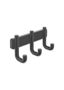 HEWI Serie 480 Hakenleiste 480.90.00260DC mit 3 Haken, pulverbeschichtet, schwarz matt