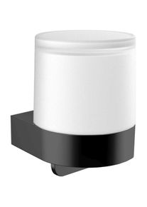 Emco Flow Fl&uuml;ssigseifenspender 272113301 schwarz, Kristallglas, mit St&uuml;lpbecher, satiniert, Wandmodell