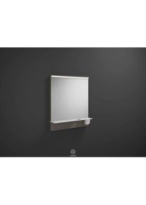 Burgbad Eqio Leuchtspiegel SEZQ065F2010 65 x 76,9 x 15 cm, Grau Hochglanz, horizontale LED-Aufsatzleuchte, Ablage