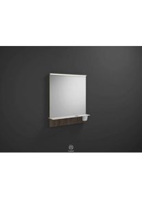 Burgbad Eqio Leuchtspiegel SEZQ065F2012 65 x 76,9 x 15 cm, Marone Dekor Tr&uuml;ffel, horizontale LED-Aufsatzleuchte, Ablage
