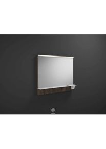 Burgbad Eqio Leuchtspiegel SEZQ090F2012 90 x 76,9 x 15 cm, Marone Dekor Tr&uuml;ffel, horizontale LED-Aufsatzleuchte, Ablage