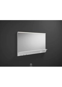 Burgbad Eqio Leuchtspiegel SEZQ120F2009 120 x 76,9 x 15 cm, Wei&szlig; Hochglanz, horizontale LED-Aufsatzleuchte, Ablage