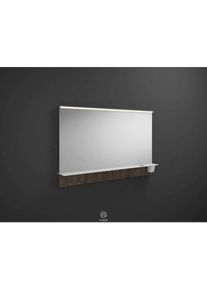 Burgbad Eqio Leuchtspiegel SEZQ120F2012 120 x 76,9 x 15 cm, Marone Dekor Tr&uuml;ffel, horizontale LED-Aufsatzleuchte, Ablage