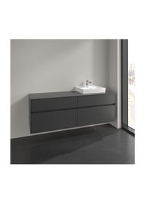 Villeroy & Boch Villeroy und Boch Collaro Waschtischunterschrank C079B0VR 160x54,8x50cm, Waschtisch rechts, LED-Beleuchtung 12W, graphite