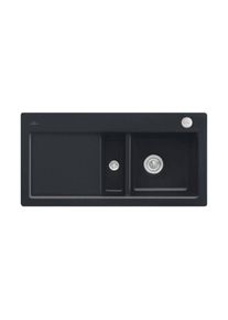 Villeroy & Boch Villeroy und Boch Subway Fl&auml;chenb&uuml;ndige Sp&uuml;le 67122FS5 Becken rechts, mit Ablaufgarnitur und Excenterbet&auml;tigung, Ebony