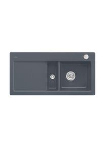 Villeroy & Boch Villeroy und Boch Subway Fl&auml;chenb&uuml;ndige Sp&uuml;le 67122Fi4 Becken rechts, mit Ablaufgarnitur und Excenterbet&auml;tigung, Graphit