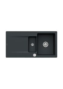 Villeroy & Boch Villeroy und Boch Siluet Fl&auml;chenb&uuml;ndige Sp&uuml;le 33372FS5 mit Ablaufgarnitur und Excenterbet&auml;tigung, Ebony