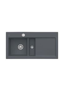 Villeroy & Boch Villeroy und Boch Subway Fl&auml;chenb&uuml;ndige Sp&uuml;le 67702Fi4 Becken links, mit Ablaufgarnitur und Excenterbet&auml;tigung, Graphit
