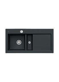 Villeroy & Boch Villeroy und Boch Subway Fl&auml;chenb&uuml;ndige Sp&uuml;le 67702FS5 Becken links, mit Ablaufgarnitur und Excenterbet&auml;tigung, Ebony