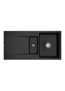 Villeroy & Boch Villeroy und Boch Siluet Fl&auml;chenb&uuml;ndige Sp&uuml;le 33371FS5 mit Ablaufgarnitur und Handbet&auml;tigung, Ebony