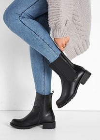 bonprix Chelsea-Boots, schwarz, Gr.38, Schlichter Boot mit elastischen Einsatz