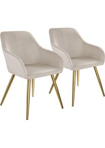 TecTake GmbH tectake Sedia Marilyn effetto velluto oro tortora/oro - 406115