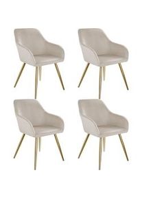 TecTake GmbH tectake Sedia Marilyn effetto velluto oro tortora/oro - 406116