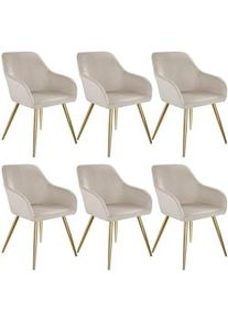 TecTake GmbH tectake Sedia Marilyn effetto velluto oro tortora/oro - 406117