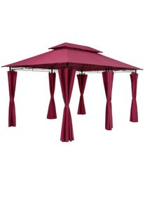 Casaria Pérgola jardín Topas metal burdeos 3x4m paneles laterales