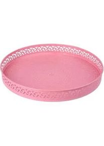 Ambia Home Serviertablett , Pink , Metall , Kreise , rund , 4 cm , handbemalt , Geschirr, Tischkultur & Serviergeschirr, Tabletts