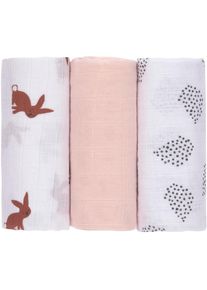Lässig LÄSSIG , Stoffwindeln »Little Forest, Hase, Mulltuch Set M« Set, 3 Stk. tlg. PETA-approved vegan , weiß/rosa