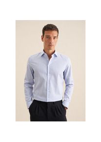 Seidensticker, Herren, Businesshemd &raquo;Schwarze Rose&laquo; Shaped 1/1 Extra lang Kentkragen Gestreift, mittelblau, verl&auml;ngerte &Auml;rmell&auml;ngen, XL (43) -