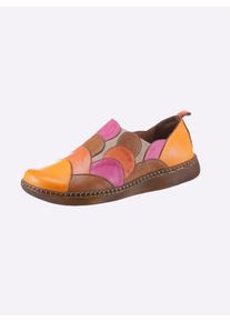 Gemini Damen Slipper mit Gummizug für leichten Einstieg in orange-bunt ,Größe 36, Witt, 100% Glattleder