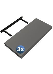 Casaria Wandplank Zwevend 3 Stuks Grijs MDF 50x23x3,8cm